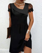 Elodie Women’s Lace Dress – Elegant Slim Fit Midi Evening Dress for Weddings & Parties