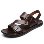 Antonio Men’s Leather Sandals – Adjustable Buckle Summer Sandals with Comfort Sole