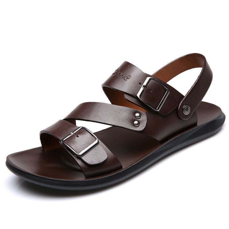 Antonio Men’s Leather Sandals – Adjustable Buckle Summer Sandals with Comfort Sole