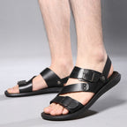 Antonio Men’s Leather Sandals – Adjustable Buckle Summer Sandals with Comfort Sole