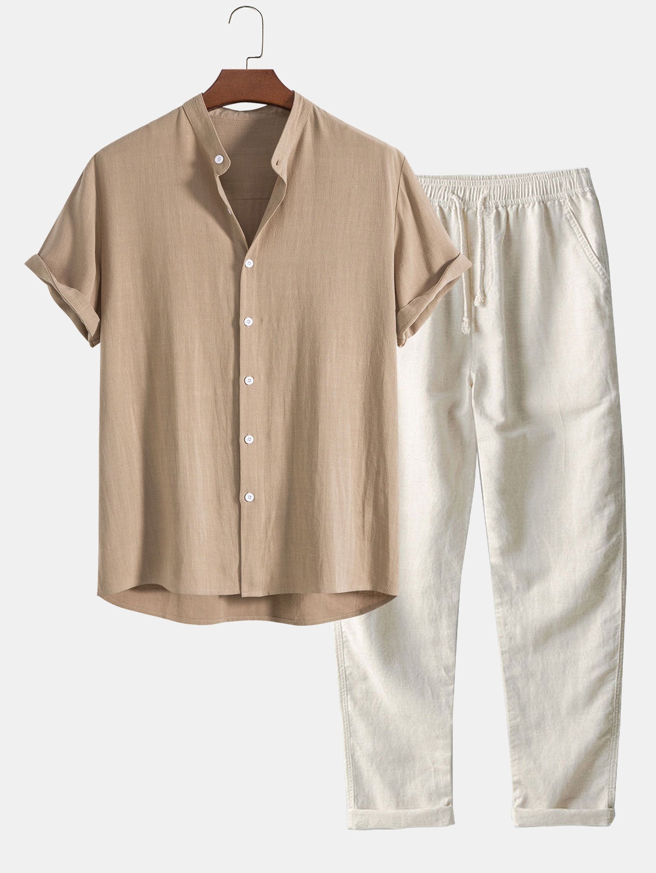Richard Men’s Summer Set – Linen-Blend Shirt & Trousers Co-Ord Casual Chic Outfit