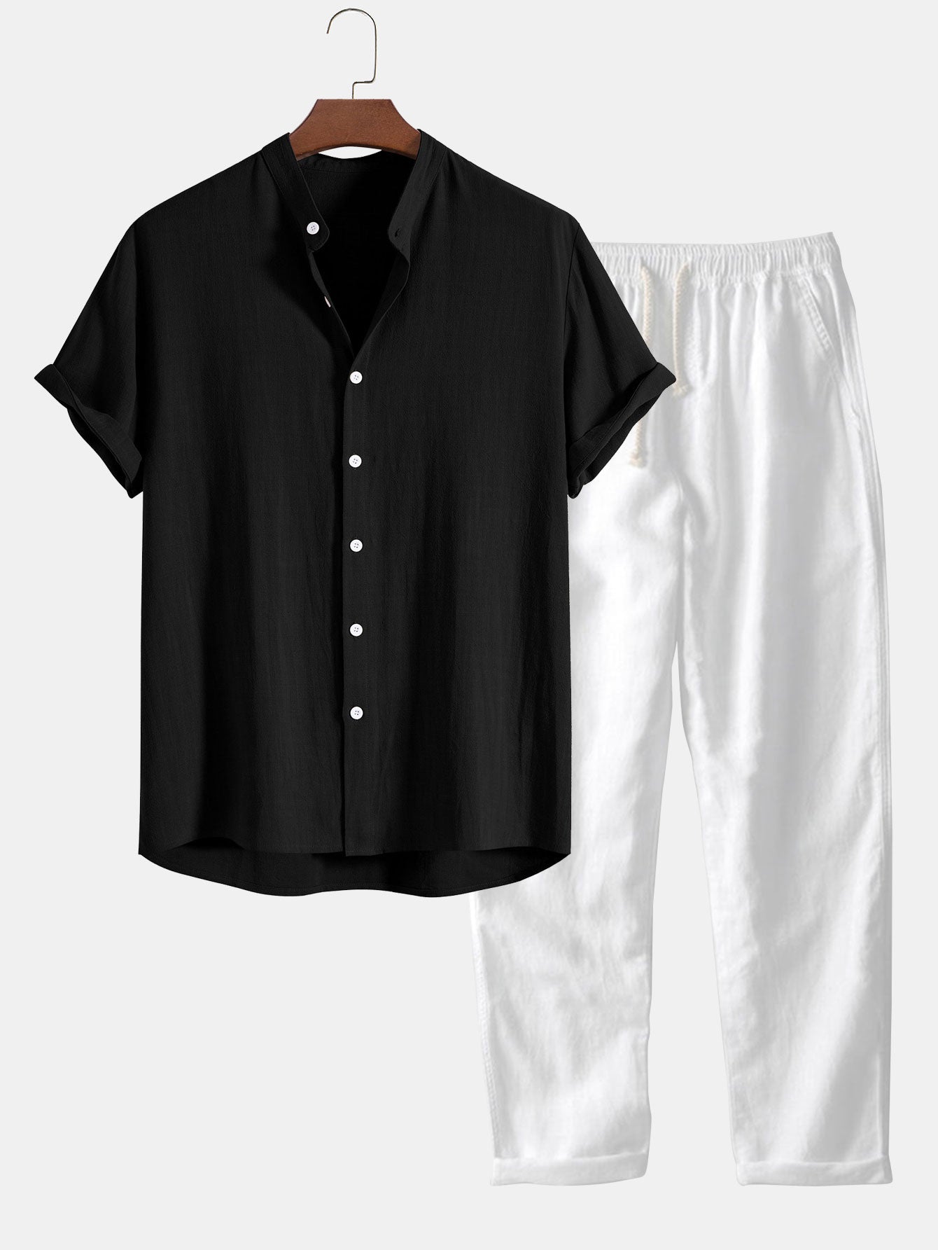 Richard Men’s Summer Set – Linen-Blend Shirt & Trousers Co-Ord Casual Chic Outfit