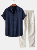 Richard Men’s Summer Set – Linen-Blend Shirt & Trousers Co-Ord Casual Chic Outfit
