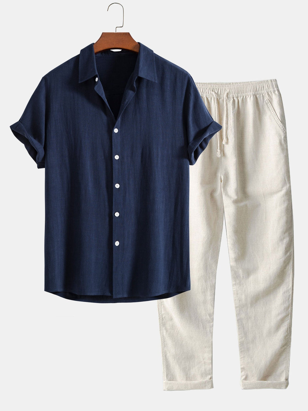 Richard Men’s Summer Set – Linen-Blend Shirt & Trousers Co-Ord Casual Chic Outfit