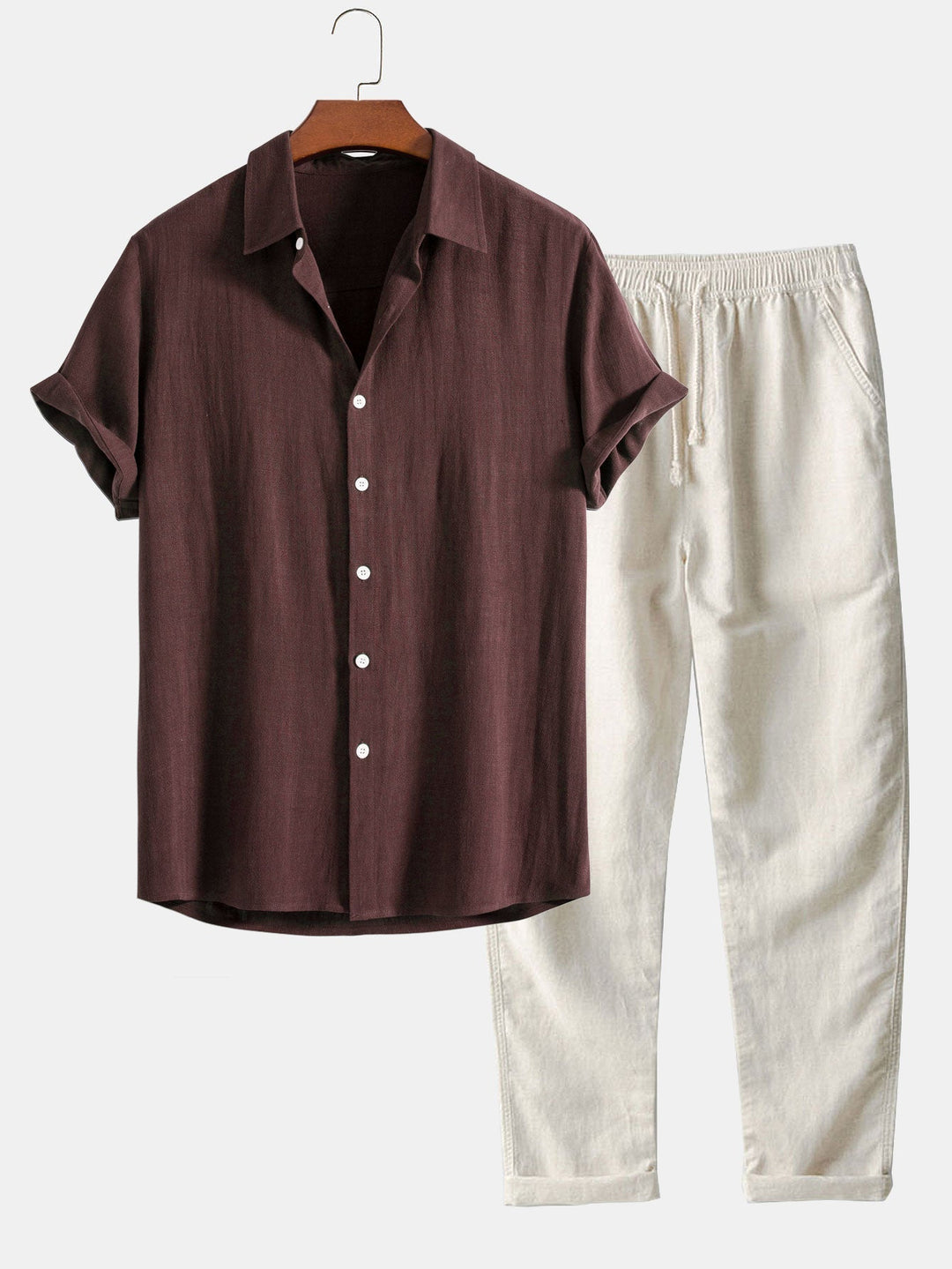 Richard Men’s Summer Set – Linen-Blend Shirt & Trousers Co-Ord Casual Chic Outfit