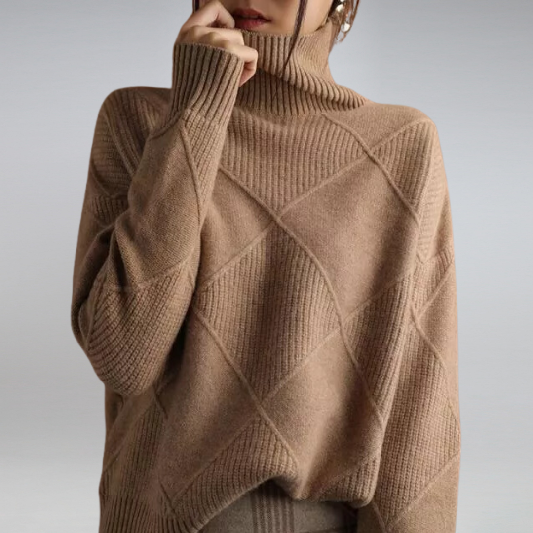 Myla Women’s Cashmere Turtleneck Sweater – Soft Warm Knit Jumper for Winter