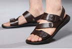 Antonio Men’s Leather Sandals – Adjustable Buckle Summer Sandals with Comfort Sole