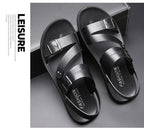 Antonio Men’s Leather Sandals – Adjustable Buckle Summer Sandals with Comfort Sole