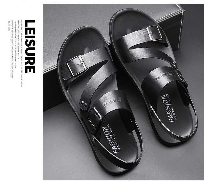 Antonio Men’s Leather Sandals – Adjustable Buckle Summer Sandals with Comfort Sole