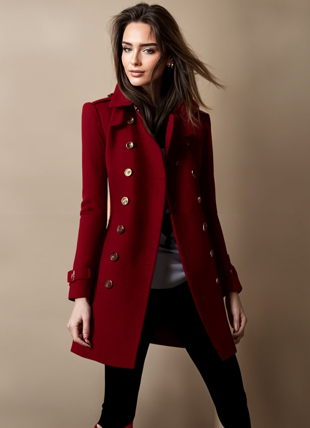 Divine Women’s Elegant Long Coat – Chic Tailored Winter Jacket with Timeless Style