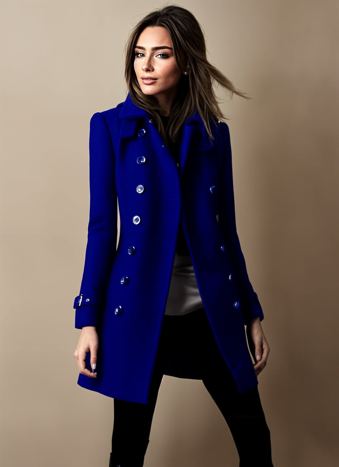 Divine Women’s Elegant Long Coat – Chic Tailored Winter Jacket with Timeless Style