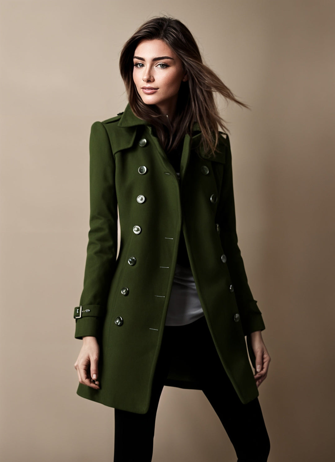 Divine Women’s Elegant Long Coat – Chic Tailored Winter Jacket with Timeless Style