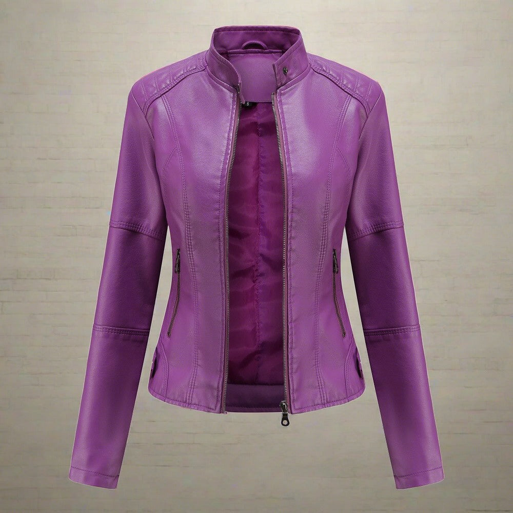 Diana Women’s Leather Jacket – Classic Zip-Up Coat with Elegant Regular Fit