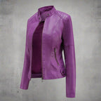 Diana Women’s Leather Jacket – Classic Zip-Up Coat with Elegant Regular Fit