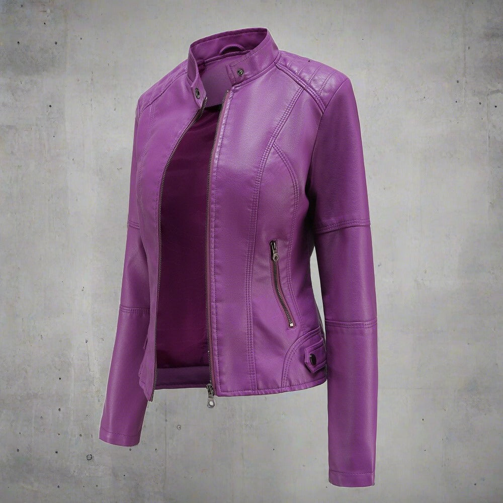 Diana Women’s Leather Jacket – Classic Zip-Up Coat with Elegant Regular Fit