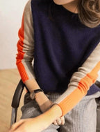 Veronica Women’s Colour Block Jumper – Soft Cotton Knit Pullover with Slim Fit