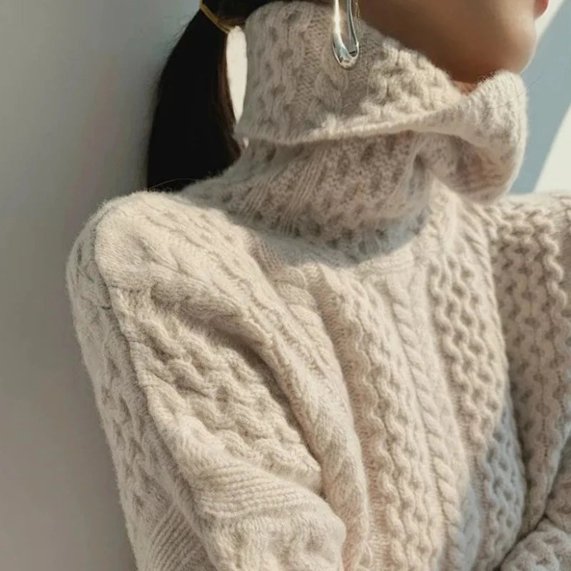 Camille Women’s Cashmere Turtleneck Jumper – Soft Warm Elegant Winter Knit