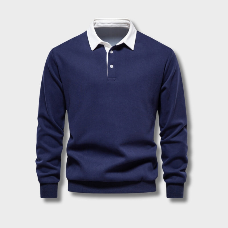 Hugo Men’s Polo Sweater – Breathable Long Sleeve Knit with Classic Smart Casual Fit