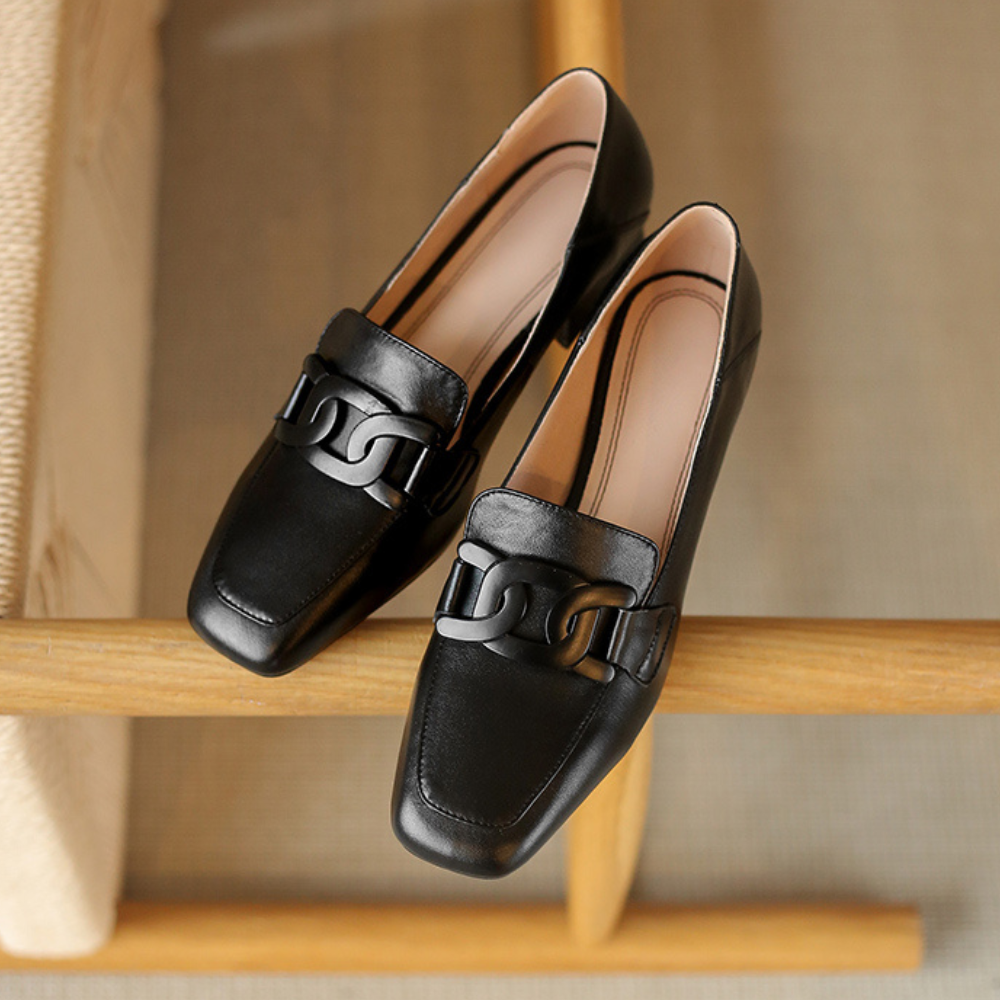 Emily Women’s Mary Jane Loafers – Genuine Leather Comfort Shoes with Chunky Heel