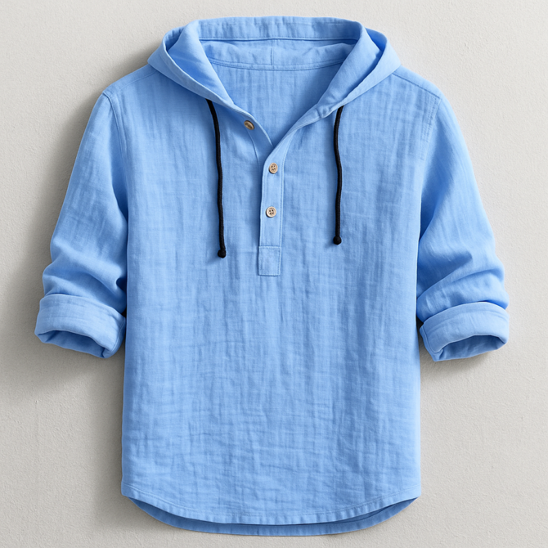 Marc Men’s Hooded Shirt – Lightweight Breathable Cotton Casual Button-Up Top