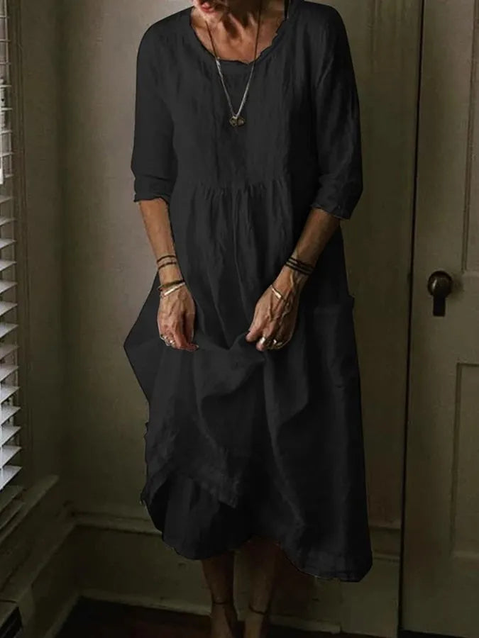 Felesca Women’s Maxi Dress – Cotton Linen Summer Dress with Flowy Relaxed Fit