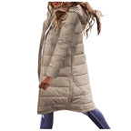 Evie Women’s Long Puffer Coat – Warm Quilted Winter Jacket with Adjustable Hood