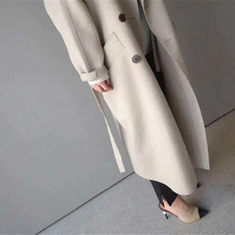 Isabelle Women’s Long Wool Coat – Elegant Warm Winter Overcoat with Tailored Fit