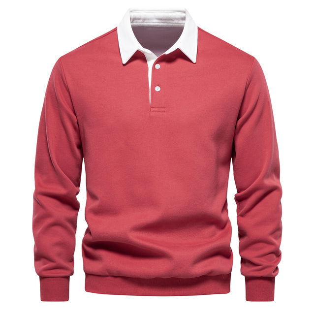 Hugo Men’s Polo Sweater – Breathable Long Sleeve Knit with Classic Smart Casual Fit