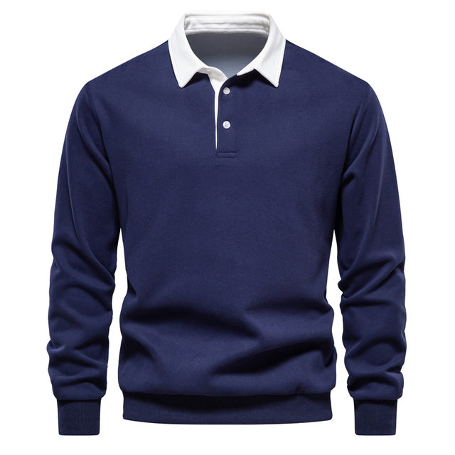 Hugo Men’s Polo Sweater – Breathable Long Sleeve Knit with Classic Smart Casual Fit