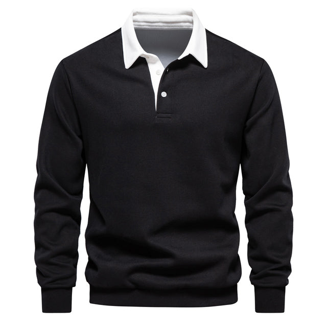 Hugo Men’s Polo Sweater – Breathable Long Sleeve Knit with Classic Smart Casual Fit