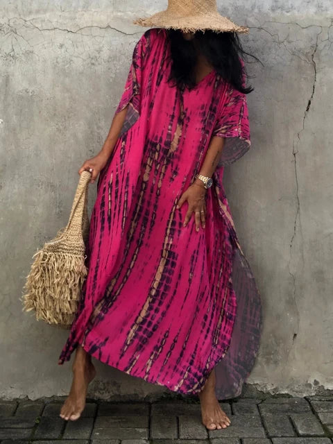 Janne Women’s Maxi Caftan Dress – Boho Beach Dress with Flowy Relaxed Fit