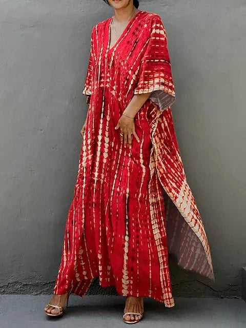 Janne Women’s Maxi Caftan Dress – Boho Beach Dress with Flowy Relaxed Fit