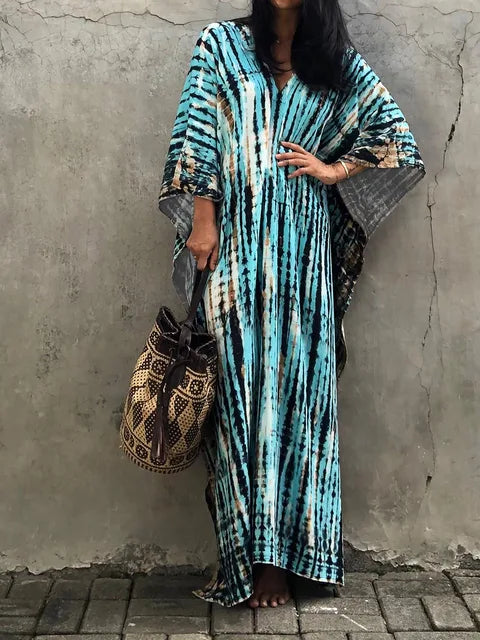 Janne Women’s Maxi Caftan Dress – Boho Beach Dress with Flowy Relaxed Fit