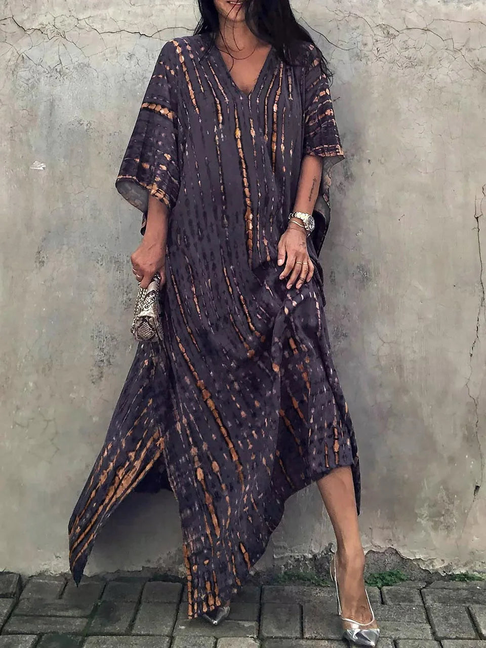 Janne Women’s Maxi Caftan Dress – Boho Beach Dress with Flowy Relaxed Fit