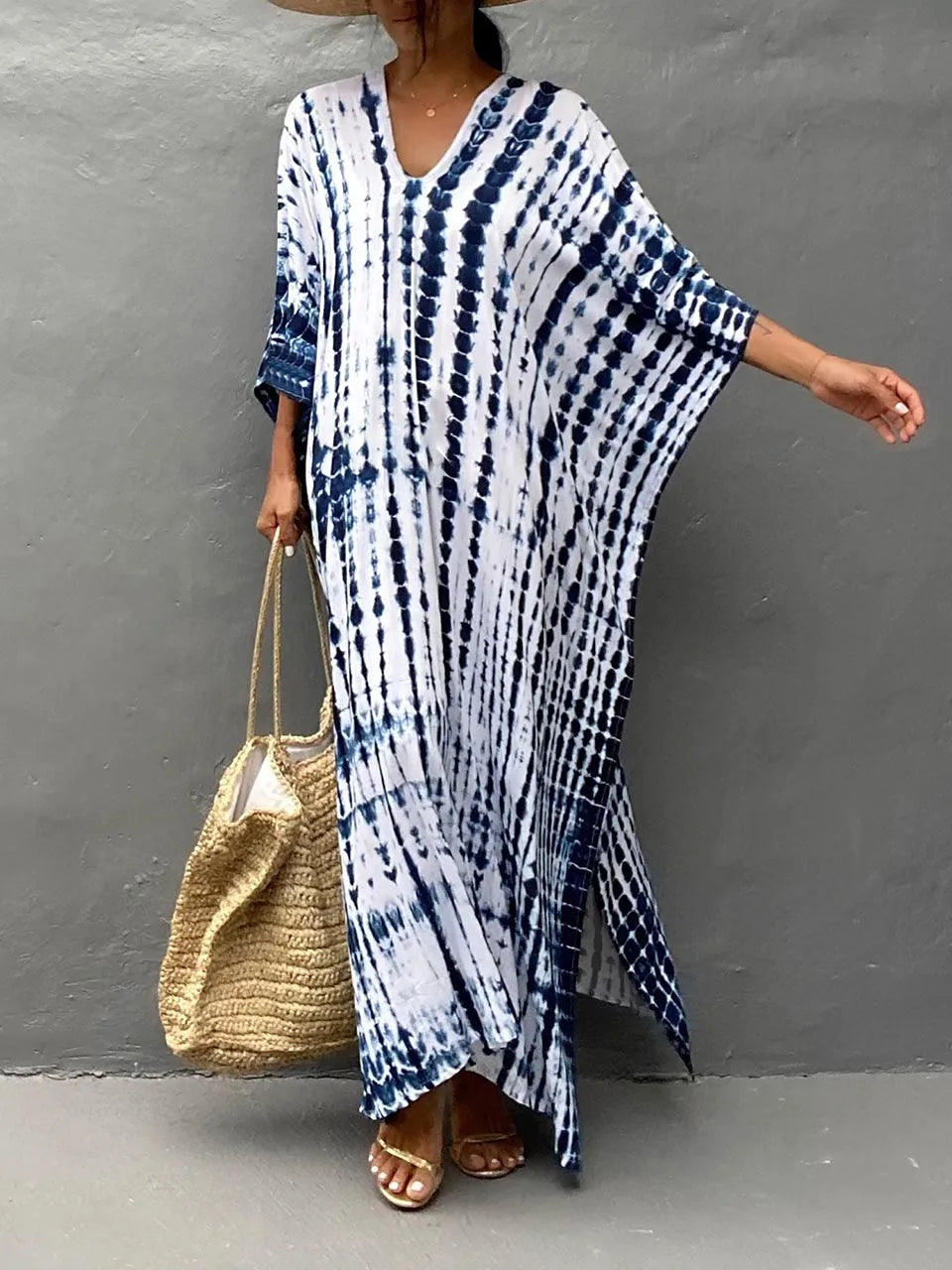 Janne Women’s Maxi Caftan Dress – Boho Beach Dress with Flowy Relaxed Fit