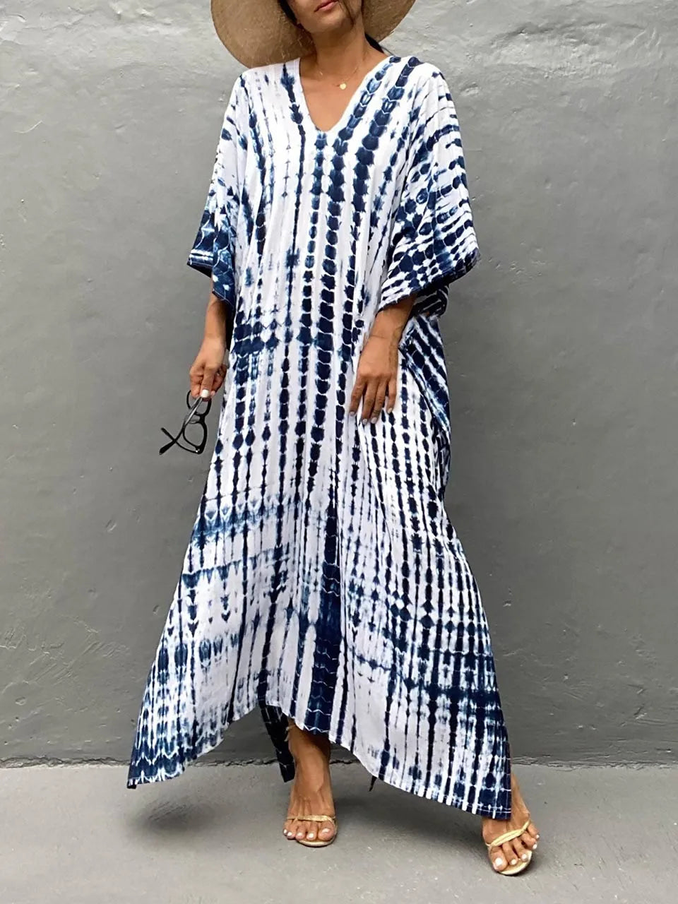 Janne Women’s Maxi Caftan Dress – Boho Beach Dress with Flowy Relaxed Fit