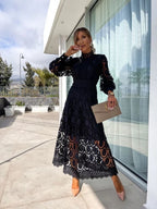 Celeste Women’s Lace Evening Dress – Elegant Long Sleeve Formal Party Dress