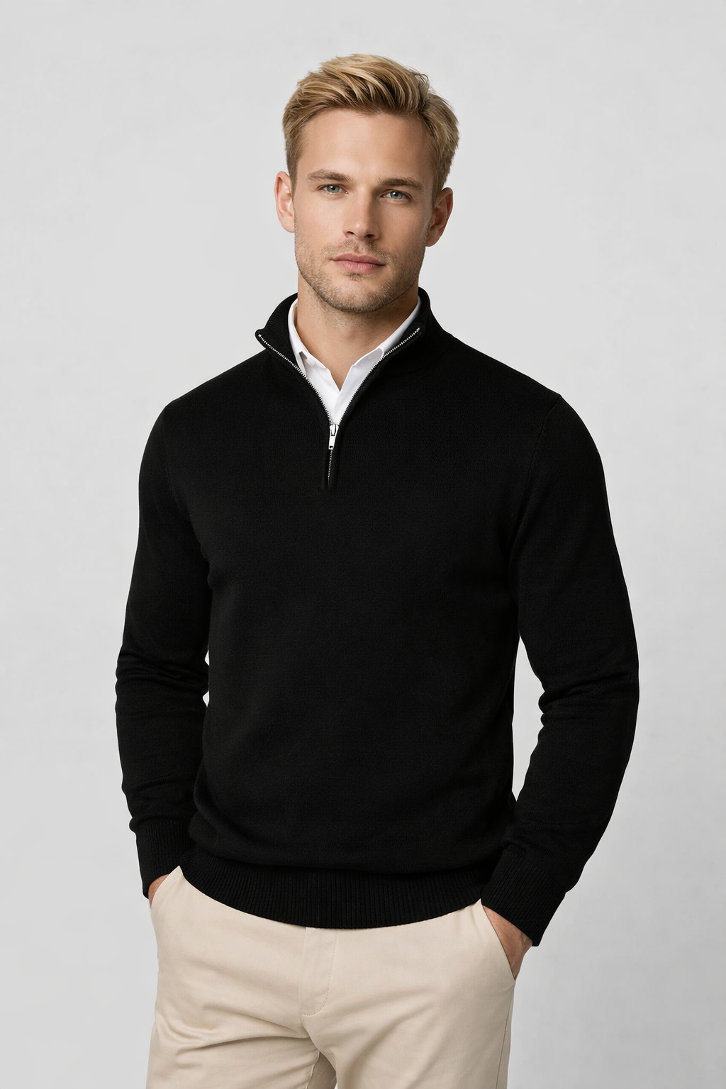 Killian Men’s Half-Zip Sweater – Soft Knit Jumper with Modern High Collar Design