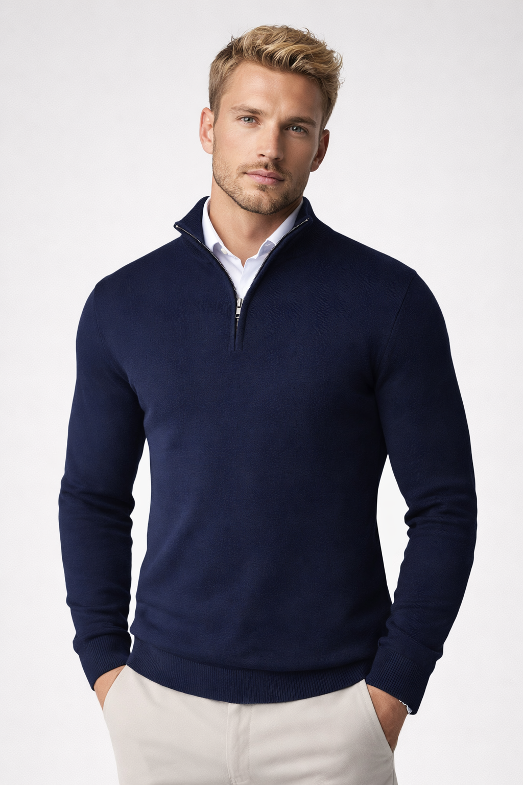 Killian Men’s Half-Zip Sweater – Soft Knit Jumper with Modern High Collar Design
