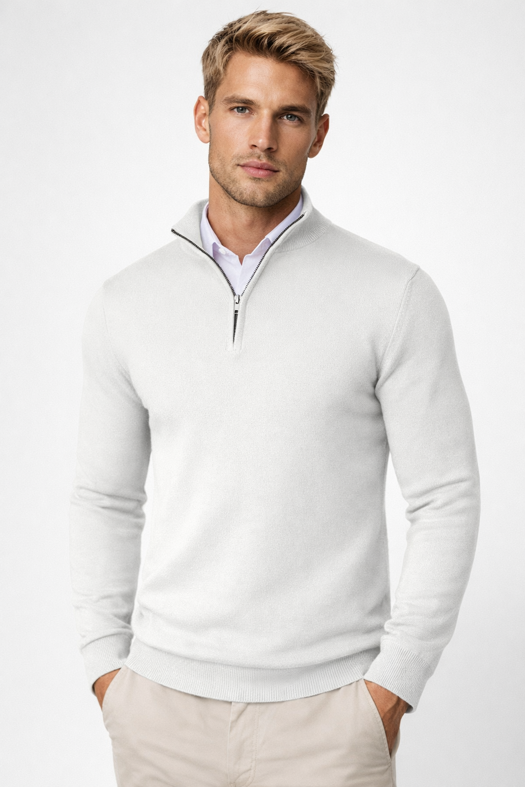 Killian Men’s Half-Zip Sweater – Soft Knit Jumper with Modern High Collar Design