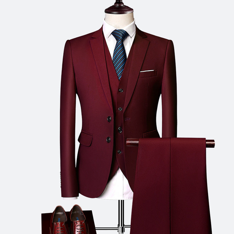 David Men’s 3-Piece Suit – Slim Fit Wedding & Business Formal Set with Waistcoat