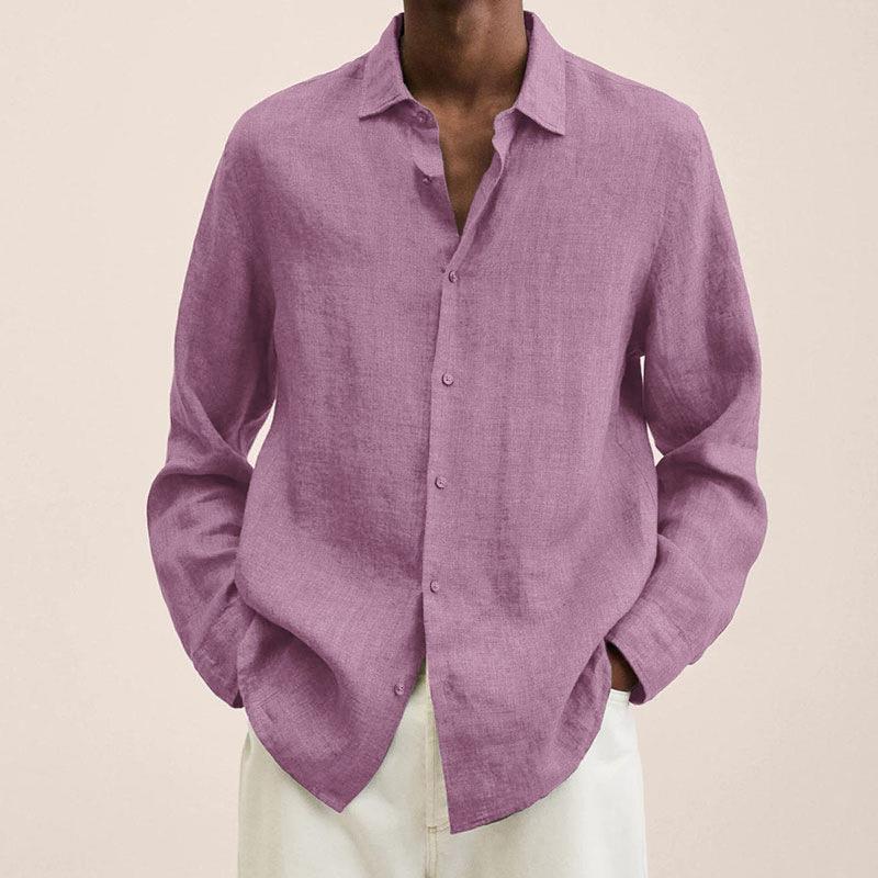 Giovanni Men’s Linen Shirt – Breathable Long Sleeve Casual Smart Summer Shirt