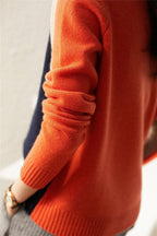 Veronica Women’s Colour Block Jumper – Soft Cotton Knit Pullover with Slim Fit