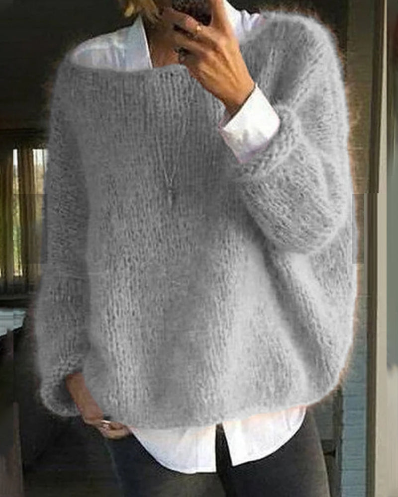 Renate Women’s Knit Jumper – Soft Elegant Pullover with Classic Round Neck
