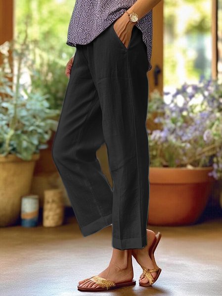 Lotte Women’s Linen Trousers – Lightweight Wide Leg Summer Pants for Casual Chic Style