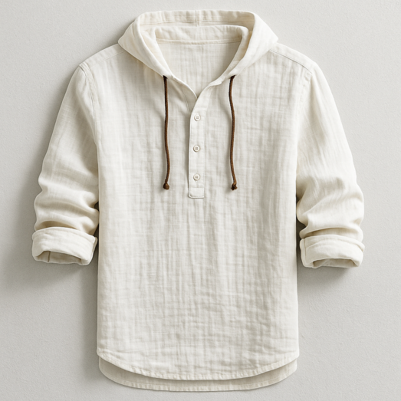 Marc Men’s Hooded Shirt – Lightweight Breathable Cotton Casual Button-Up Top