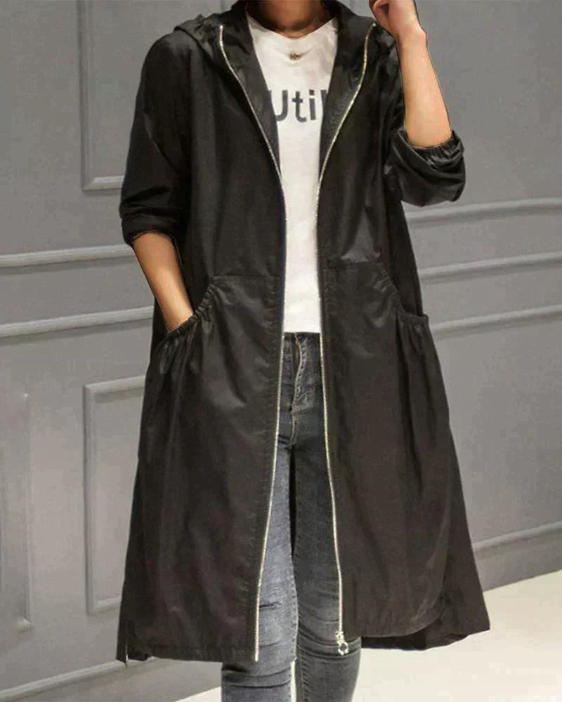 Millie Women’s Long Rain Coat – Waterproof Breathable Jacket with Elegant Fit