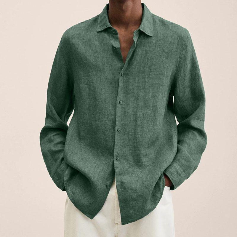 Giovanni Men’s Linen Shirt – Breathable Long Sleeve Casual Smart Summer Shirt