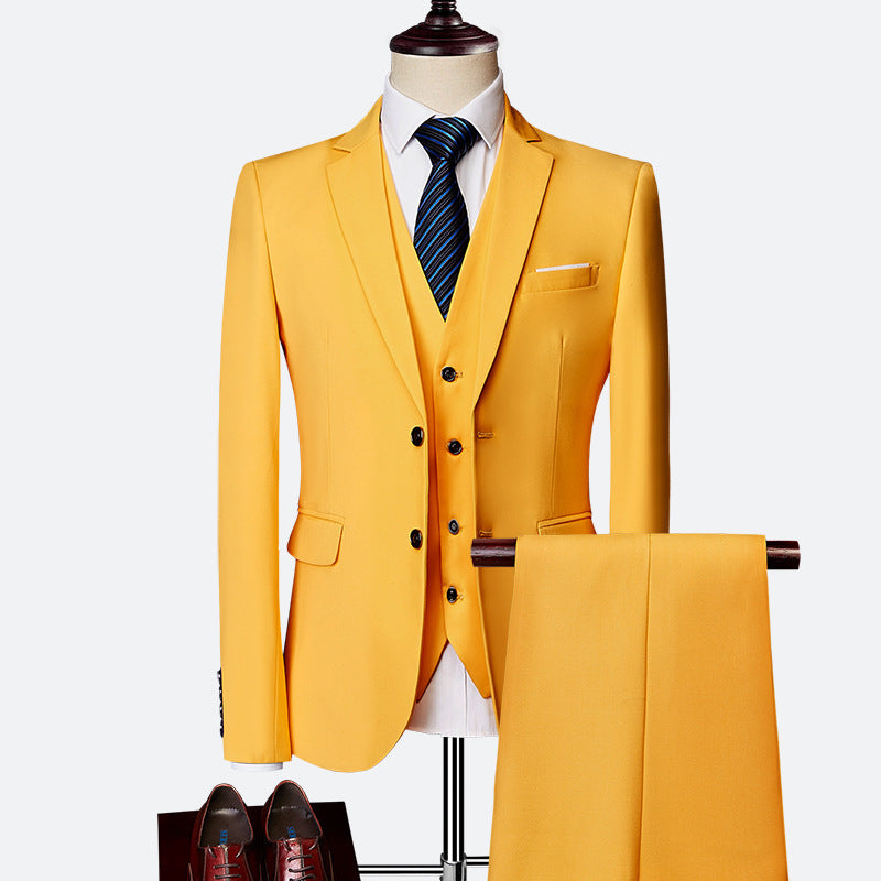 David Men’s 3-Piece Suit – Slim Fit Wedding & Business Formal Set with Waistcoat