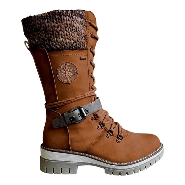 Kylee Women’s Knee-High Winter Boots – Warm Lined Zip Boots with Adjustable Laces